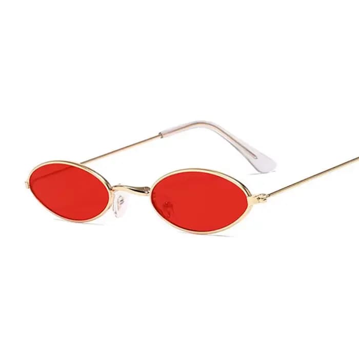 Rétro petites lunettes de soleil ovales femme Vintage marque nuances noir rouge métal couleur lunett