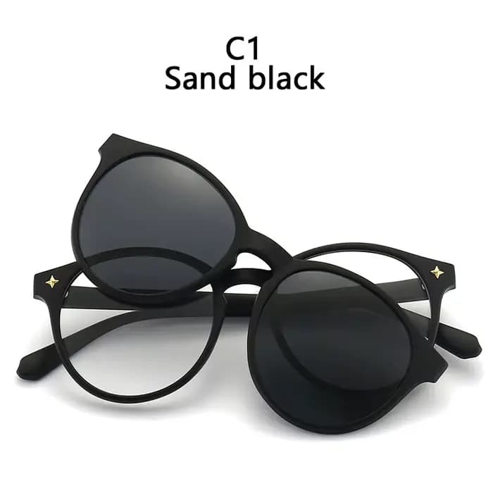 Lunettes de Soleil Magnétiques à réinitialisation et Monture Optique 6 en 1, Polarisées ou Vision No