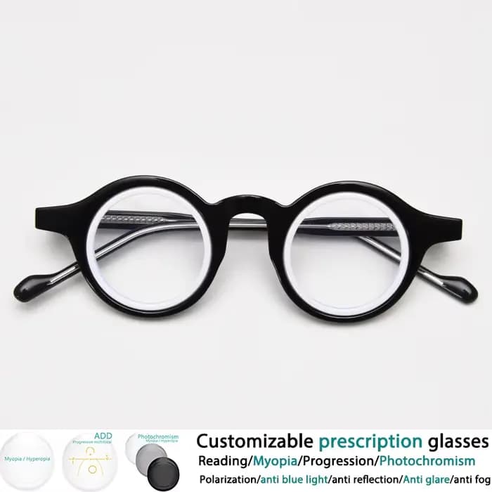 Lunettes de lecture rondes rétro Punk pour hommes et femmes, monture tendance en résine bloquée de c