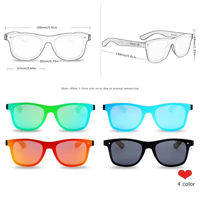 BARCUR – lunettes De soleil polarisées en bois, en noyer noir naturel, UV400, pour hommes et femmes