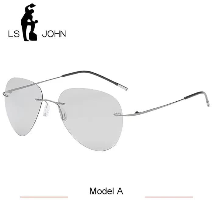 LS JOHN nouveau pilote photochromique lunettes de soleil polarisées hommes ultraléger titane sans mo