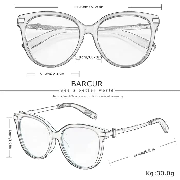 BARCUR Lunettes de soleil pour femmes exquises, luxueuses et élégantes, montures œil de chat, emball