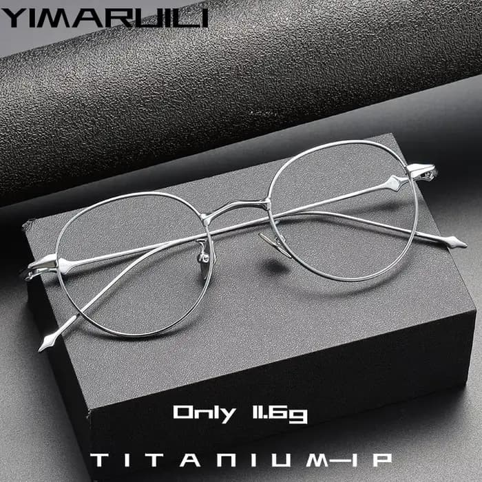 YIMARUILI Rétro Rond Titane Lunettes Cadre Hommes et Femmes Personnalisé Mode Lunettes Optiques cont