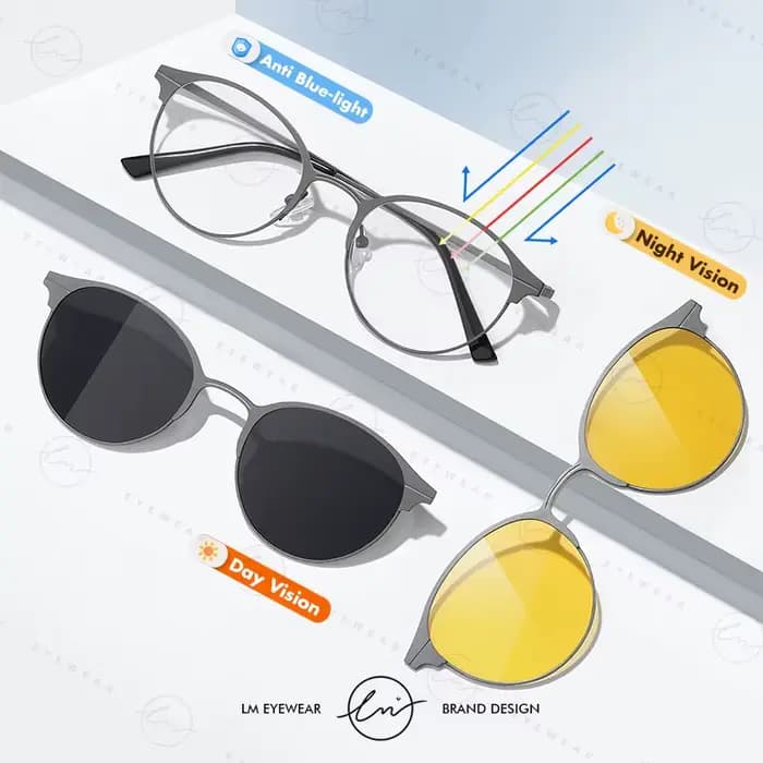 LM lunettes de soleil magnétiques hommes femmes polarisées Clip sur lunettes de soleil cadre Vintage