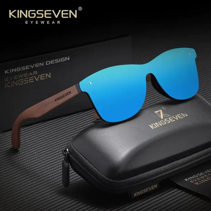 Lunettes de soleil polarisées KINGSEVEN en bois de noyer pour hommes et femmes, protection UV400, an