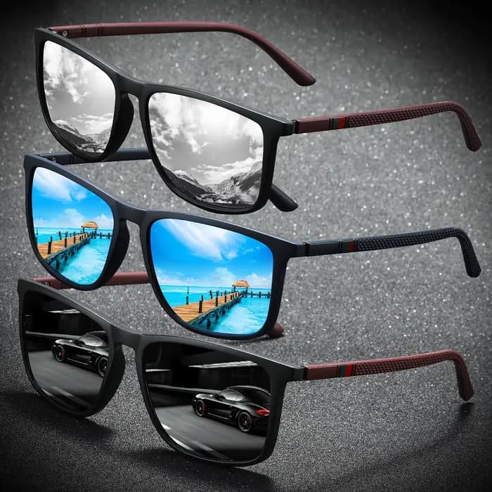 Lunettes de soleil polarisées carrées 2023, Anti-éblouissement, pour fête d'été, vacances, voyage, c