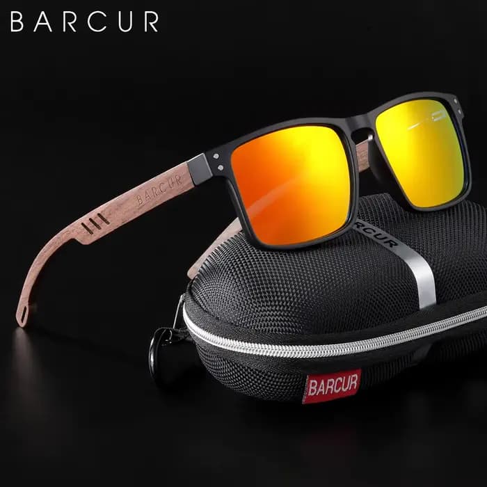 BARCUR-Lunettes de soleil polarisées pour homme et femme, accessoire de marque de styliste, en bois