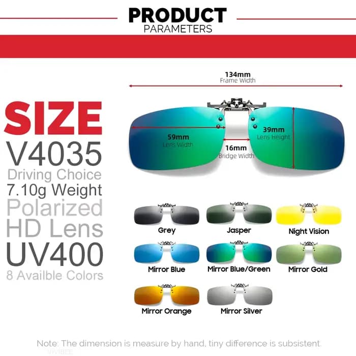 VIVIBEE miroir bleu rabattable pince sur lunettes de soleil pêche hommes carré lentille polarisée mé