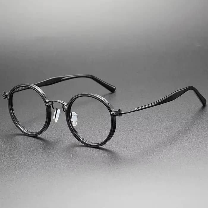 Lunettes rondes de luxe pour hommes et femmes, Design italien, monture Ultra légère en titane pur, a
