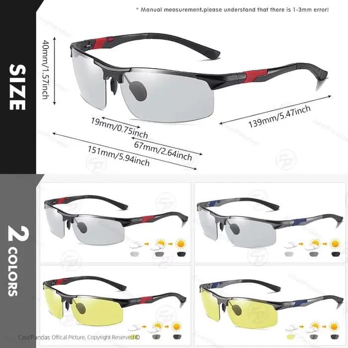 Lunettes de soleil polarisées photochromiques pour hommes, vision jour et nuit, anti-absorbe ouissem