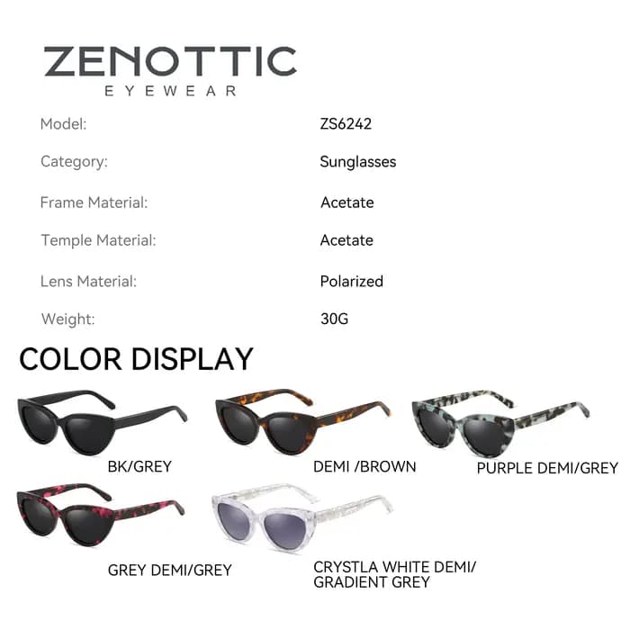 ZENOTTIC mode oeil de chat lunettes de soleil polarisées à la main acétate UV400 Protection lunettes