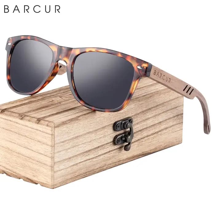 BARCUR-Lunettes de soleil polarisées en bois naturel pour hommes, lunettes de soleil légères, protec