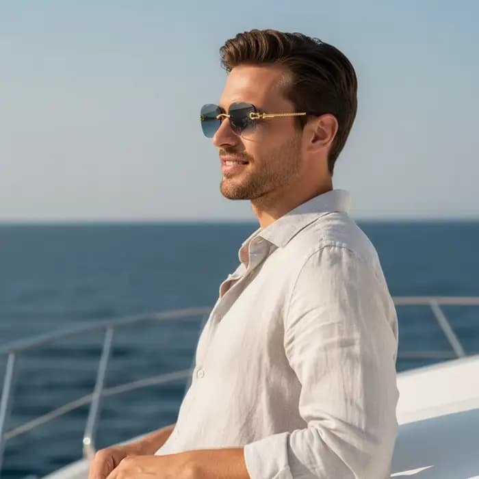 Lunettes de soleil rétro CATERSIDE pour femmes et hommes, de marque, sans monture, avec verres dégra