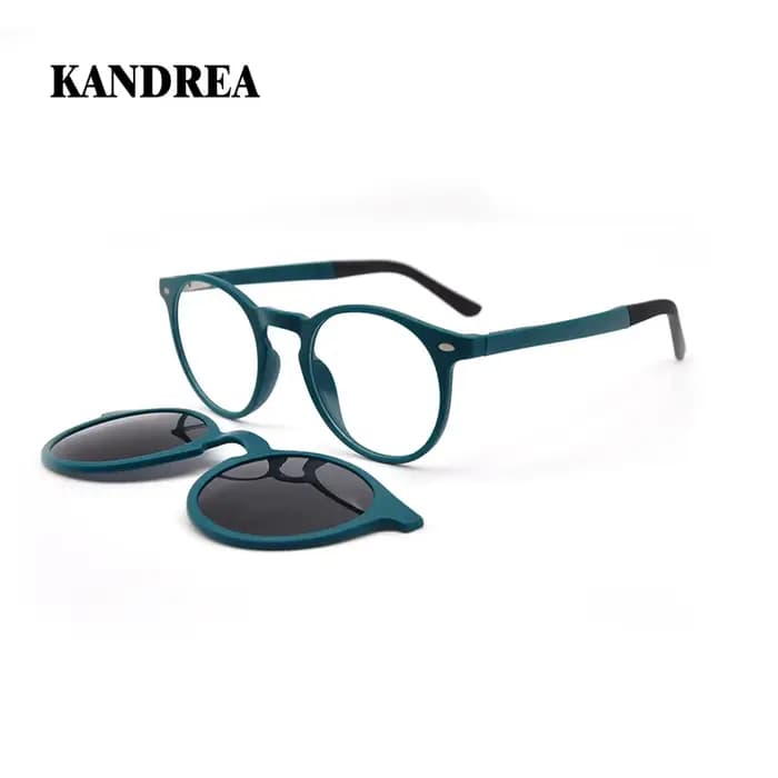 KANDREA – lunettes de soleil rondes Vintage pour femmes et hommes, magnétiques à Clip, marque de sty