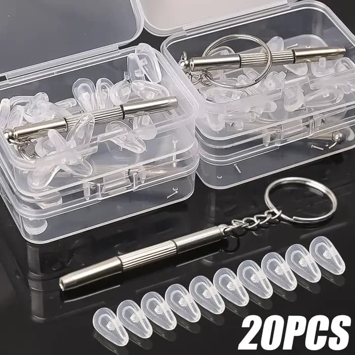 Plaquettes de nez pour lunettes avec tournevis, en silicone souple, à chambre à air, pour remplaceme