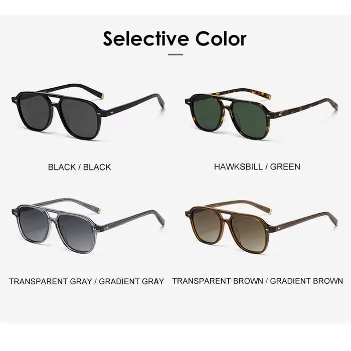 Matériau TR90 ultra-léger Lunettes de soleil polarisées Double nez Bridges lunettes de soleil pour h