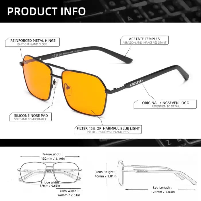 KINGSEVEN lumière bleue bloquant lentille transparente lunettes hommes/femmes ordinateur Anti-rayon