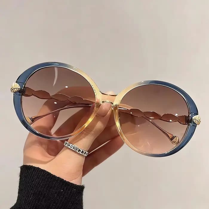 Lunettes de soleil rondes surdimensionnées pour femmes, lunettes de soleil rétro à grande monture av