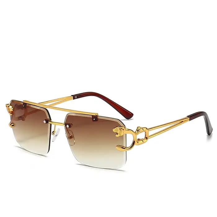Lunettes de soleil rectangulaires sans cadre de marque de luxe américaine pour femmes hommes classiq