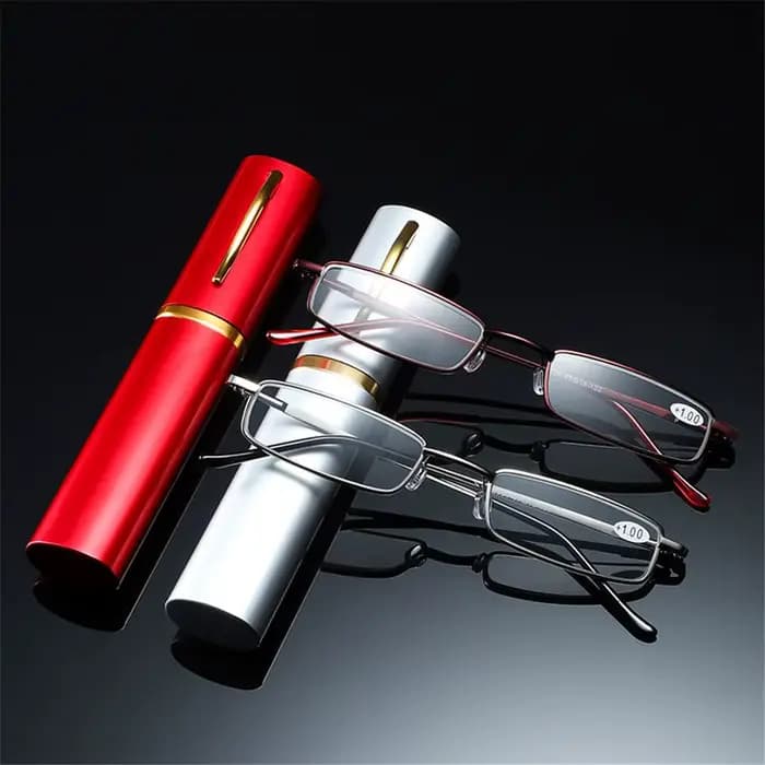 Mini lunettes d'ordinateur pliantes pour hommes et femmes, lunettes de lecture, conteneur portable,
