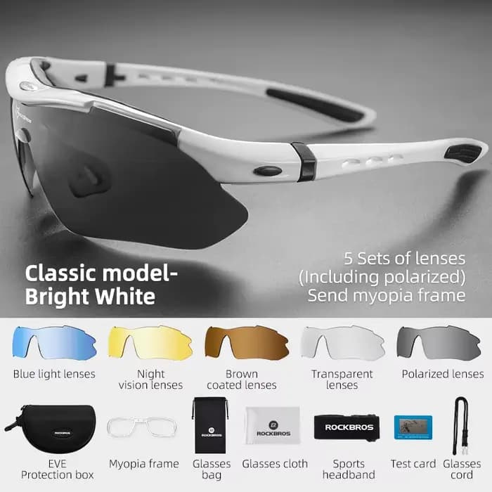 ROCKBROS Polarisées Sport Hommes Lunettes De Soleil Route Vélo Lunettes De Vélo De Montagne Vélo Équ