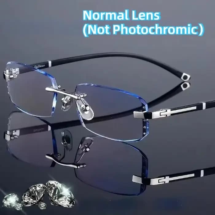 Lunettes de lecture photochromiques sans bords pour hommes et femmes, verres de luxe en diamant, rét