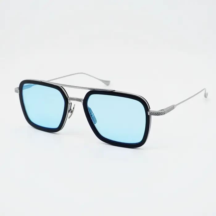 Lunettes de soleil de luxe carrées à double pont Dita Style Flight 006 bleues, monture en titane uni