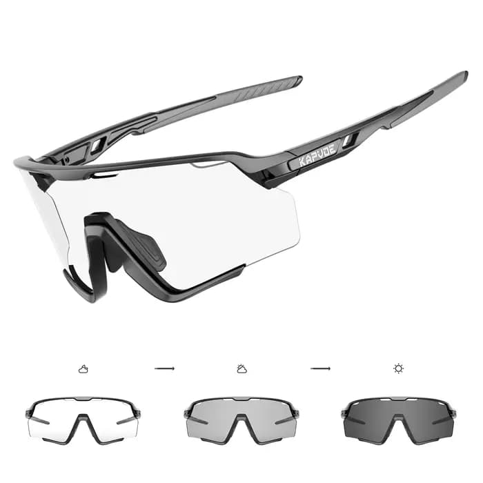 Kapvoe lunettes de cyclisme photochromiques lentille argentée lunettes de soleil Multi couleur homme