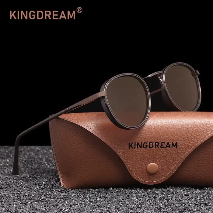 KINGDREAM – lunettes de soleil rondes polarisées UV400 pour hommes et femmes, de luxe, Vintage, verr