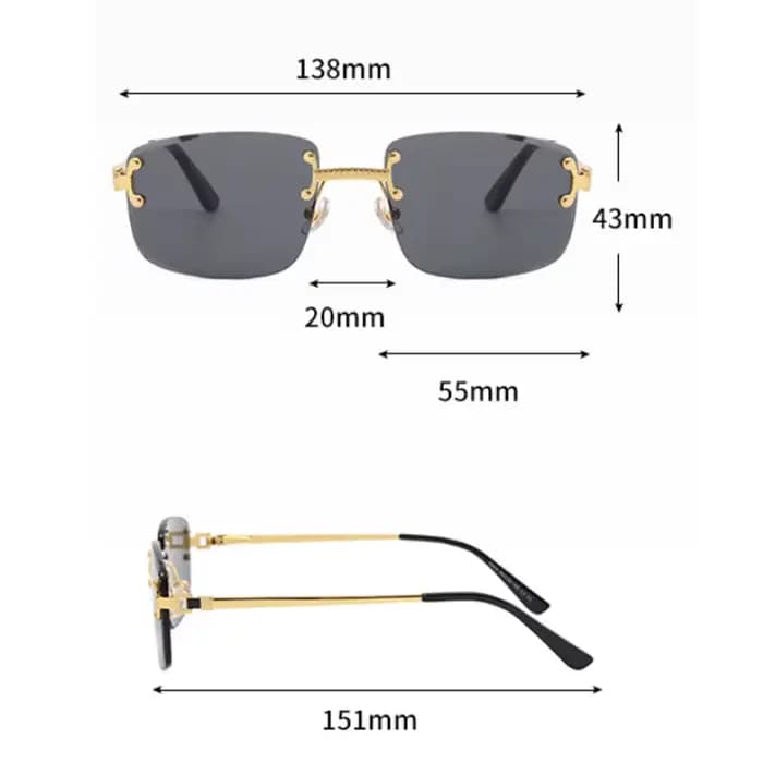 CATERSIDE Punk Rectangle lunettes de soleil hommes femmes luxe concepteur sans monture dégradé lenti