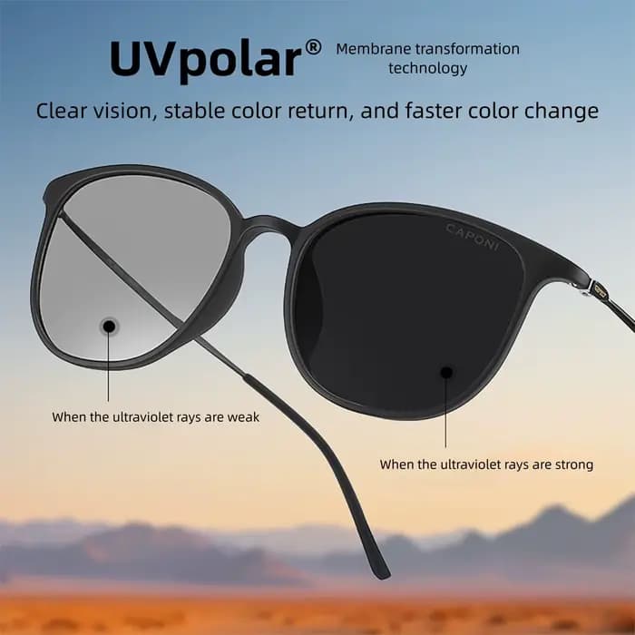 CAPONI ovale hommes lunettes de soleil photochromiques lunettes de soleil polarisées pour hommes pro