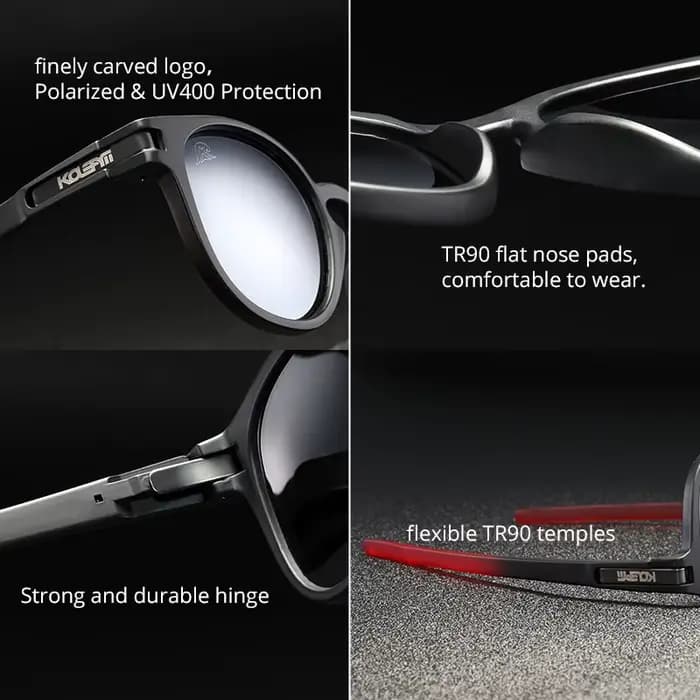 KDEAM skateboard élégant lunettes de soleil polarisées hommes Flexible TR90 cadre trou de serrure po