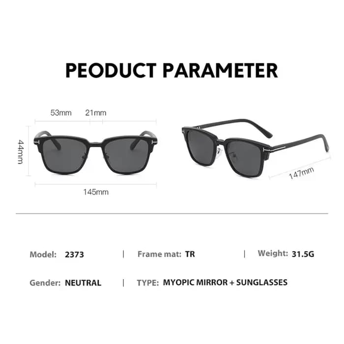 Monture de lunettes pour hommes et femmes avec 5 clips magnétiques pour lunettes de soleil polarisée