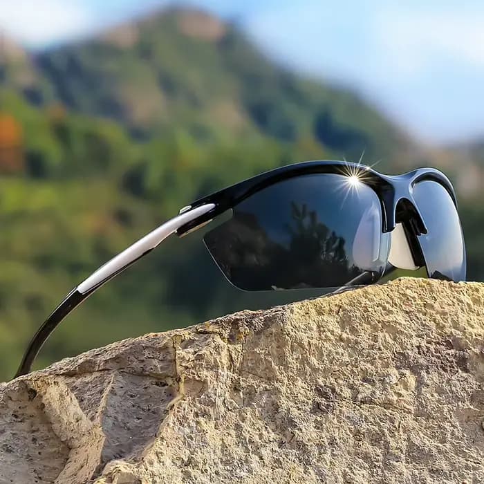 Lunettes de soleil polarisées de sport à la mode, demi-monture, matériau PC durable, lentilles TAC p