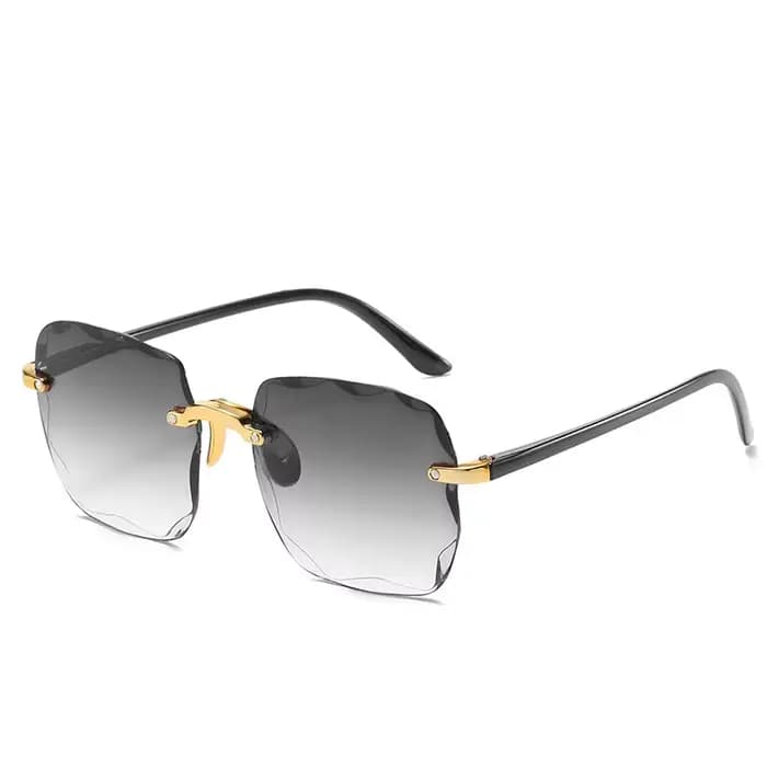 Lunettes de soleil pour femmes, sans monture, verres taillés en diamant, de marque, style vintage, O