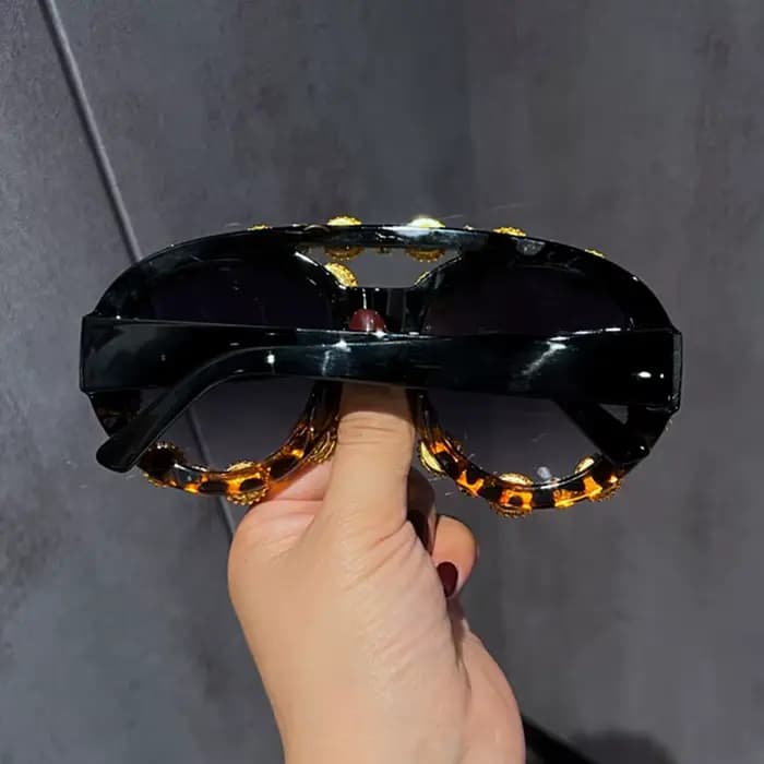 Lunettes de soleil Vintage surdimensionnées pour femmes, lunettes de soleil de luxe en diamant vert,