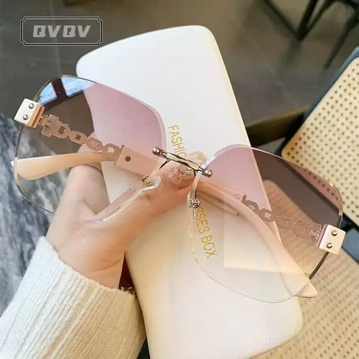 Lunettes de soleil carrées sans monture INS Fashion avec chaîne, pour femmes et hommes, de marque de