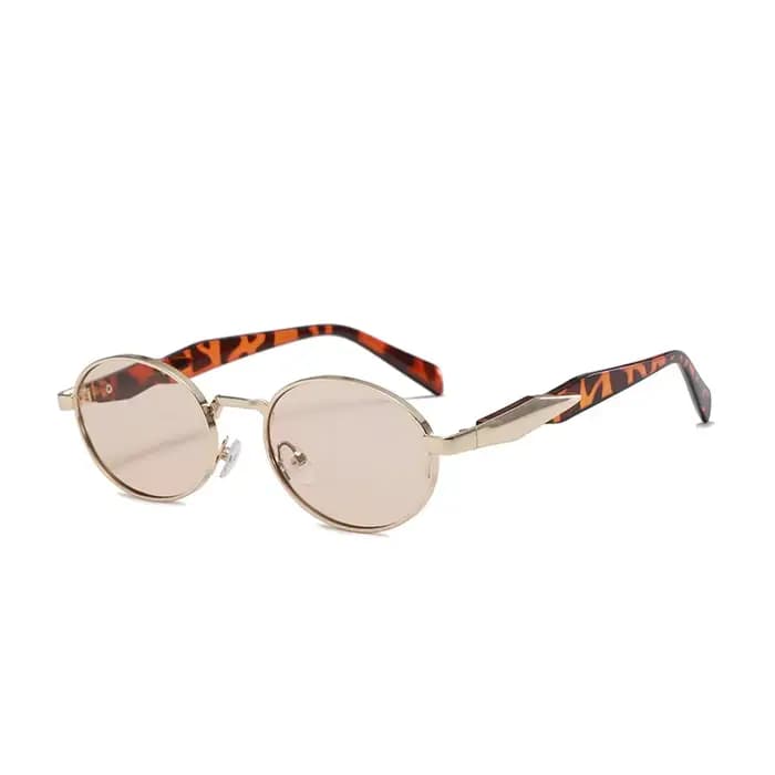 Lunettes de soleil ovales en métal elliptique pour femmes, lunettes de soleil de luxe pour dames, nu