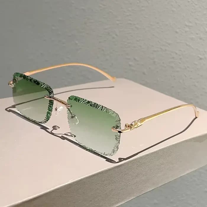 Lunettes de soleil carrées sans monture pour hommes, style vintage dégradé, décontractées, pour femm