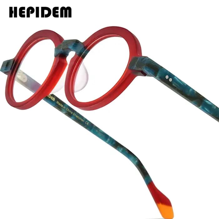 HEPIDEM acétate lunettes cadre femmes marque concepteur rond Nerd lunettes nouveaux hommes épais jap