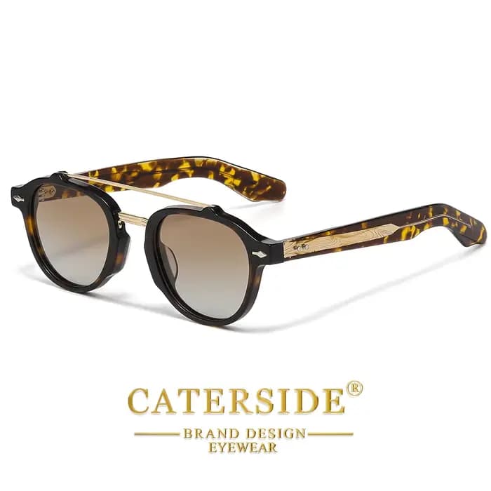 CATERSIDE Nouvelles lunettes de soleil polarisées pour homme, monture en acétate, design à double po