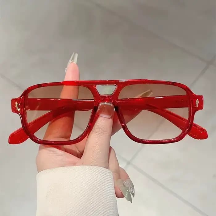 Vintage Double ponts hommes lunettes de soleil carrées mode vert océan lentille UV400 lunettes femme