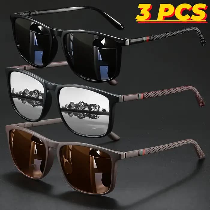 Lunettes de soleil de protection polarisées carrées, Anti-éblouissement, pour fête d'été, vacances,