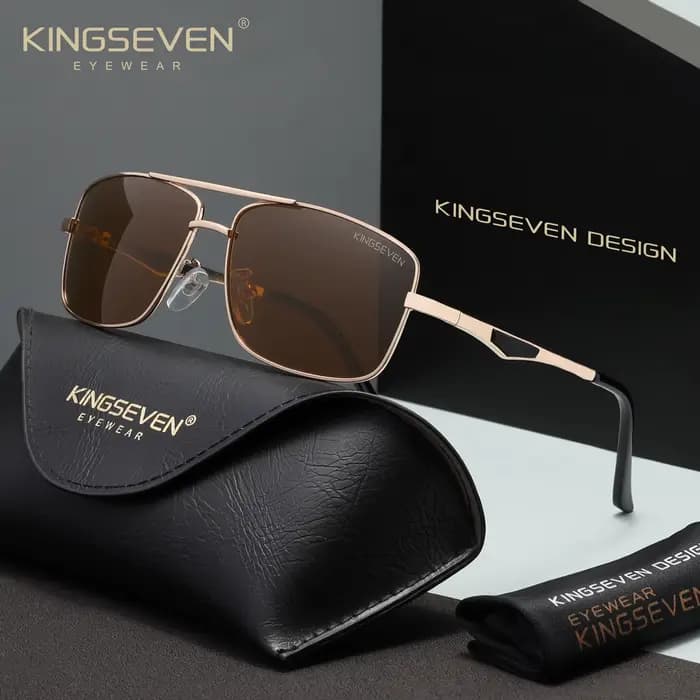 KINGSEVEN – lunettes de soleil rectangulaires pour hommes, Style tendance, en aluminium, UV400, pour