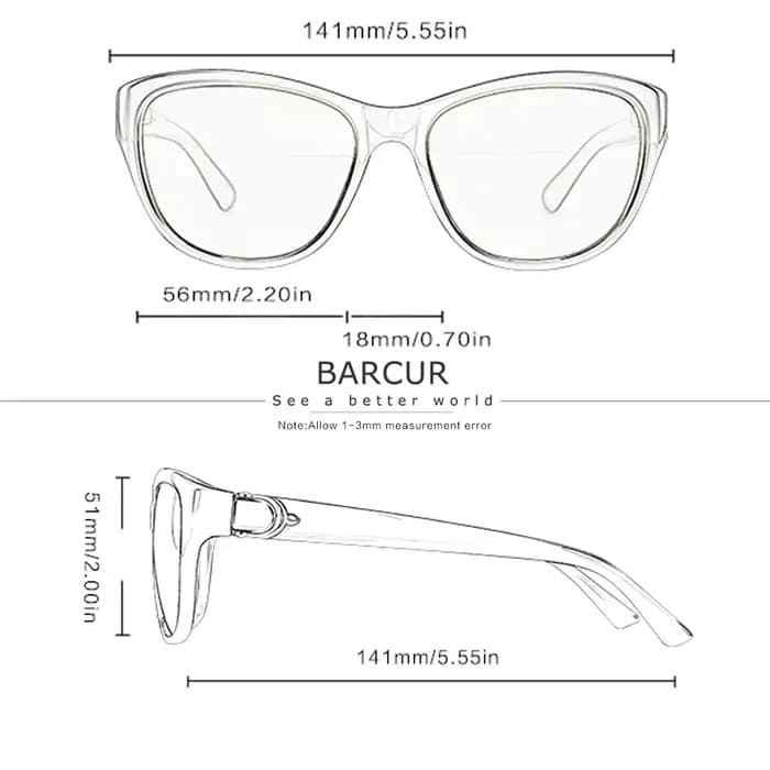 BARCUR-Lunettes de soleil polarisées pour femme, monture elliptique PC, verres TAC dégradés, simple