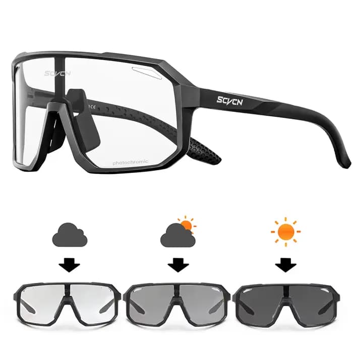 Lunettes de soleil photochromiques UV400 pour hommes et femmes, lunettes de sport, de course, de rou