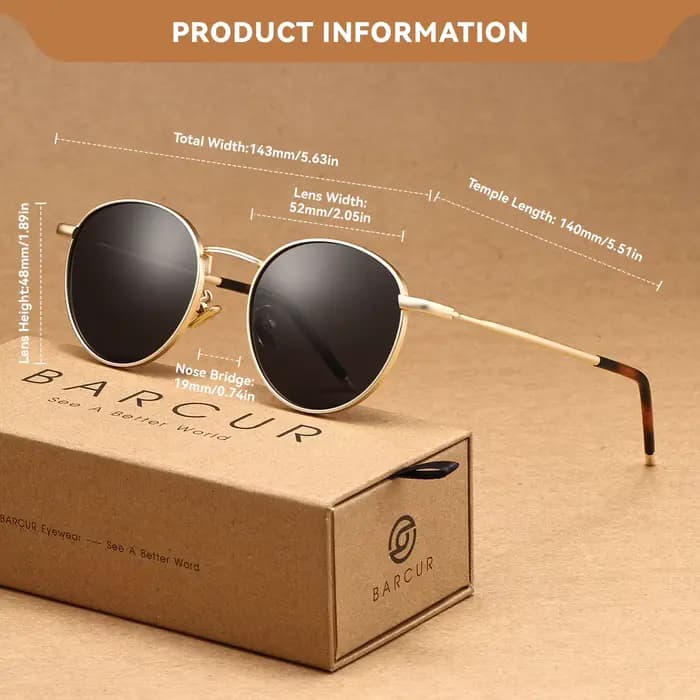 Lunettes de soleil polarisées BARCUR, fabriquées en acier inoxydable, lunettes de soleil légères pou