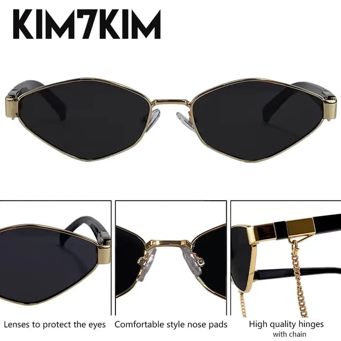 Petit Cadre Hexagonale lunettes de Soleil Femmes Avec Chaîne 2026 De Luxe Marque Vintage Punk Polygo