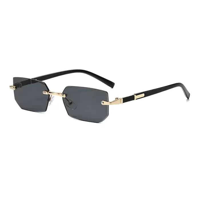Lunettes de soleil sans monture tendance pour hommes et femmes, verres de soleil rectangulaires sans