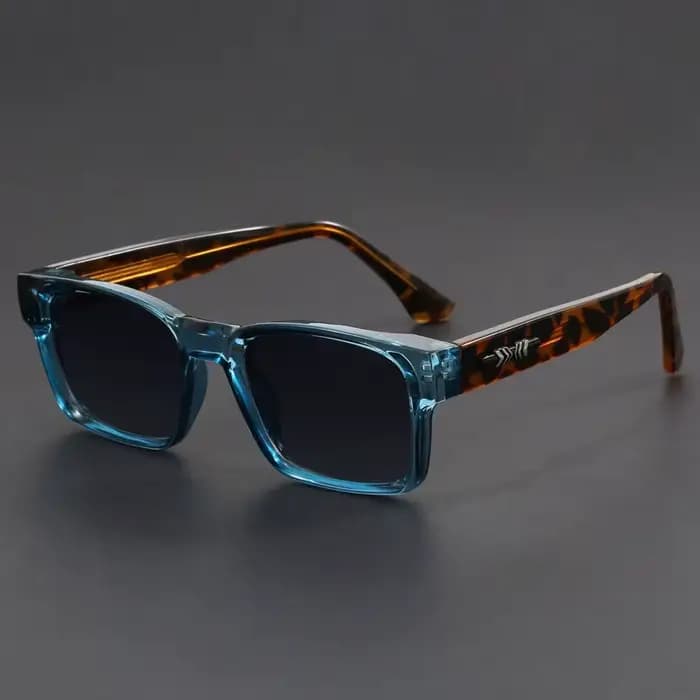 Lunettes de soleil anti-UV à monture carrée noire et imprimé léopard, style rétro et tendance, pour